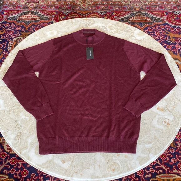 NWT Britches Merino Wool Blend Mock Turtleneck Burgundy - Picture 1 of 8